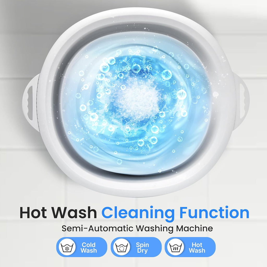 Mini Portable Washing Machine, Foldable Compact Washer for Dorms, Travel, Apartments and Camping, Semi-Automatic