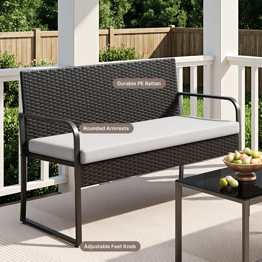 4 Piece Patio Furniture Set, Cushion-Grey