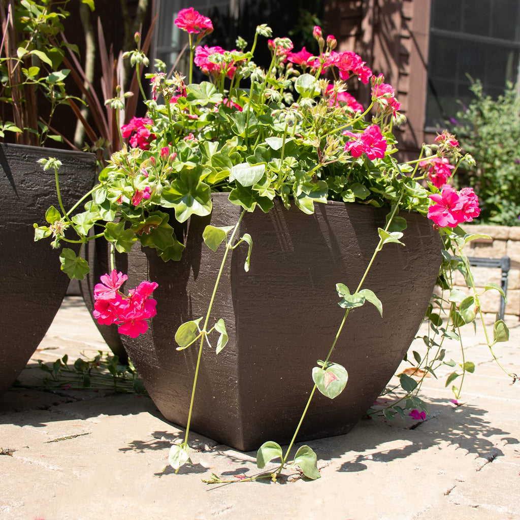 Modern Square Garden Planter, 16-Inch, Black