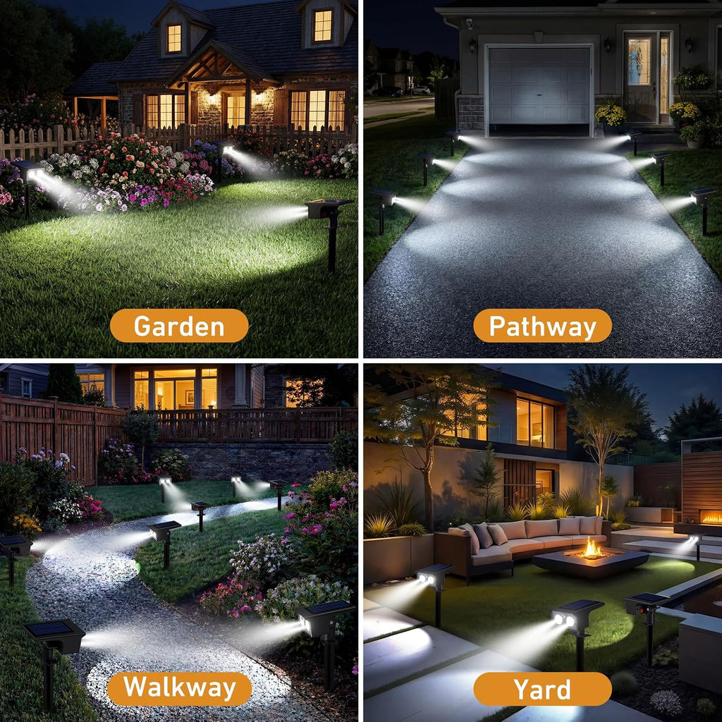 Solar Spot Lights Outdoor Waterproof, 4 Pack/3 Modes Motion Sensor Lights, Solar Powered Spotlights 2-in-1 Auto