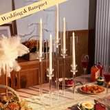 4 Set 5 Arms Acrylic Candelabras Centerpieces with 20 Pcs LED Candles Clear Candle Holder Crystal Taper Candlestick