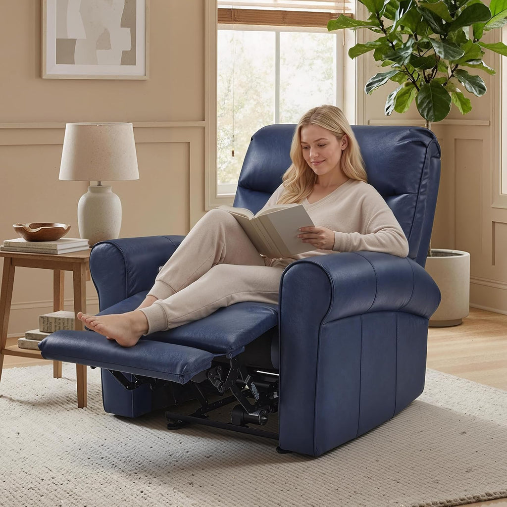 Power Wall Hugger Recliner Chair RV Living Room, USB & USB-C Charging Ports, Modern Rolled Arm Recliner, Faux Leather