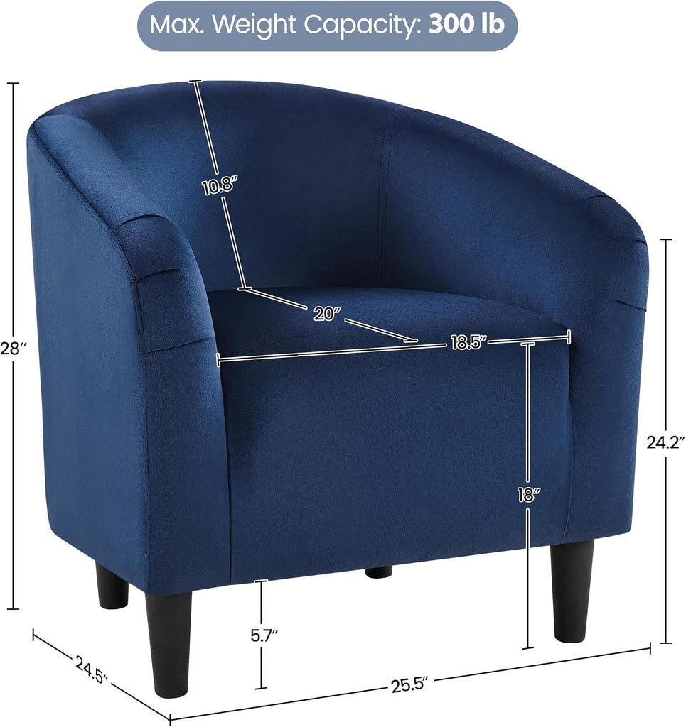 Velvet Accent Chair Set of 2, Barrel Chair , Modern Club Chair with Soft Padded Seat and Sturdy Legs Waiting Room