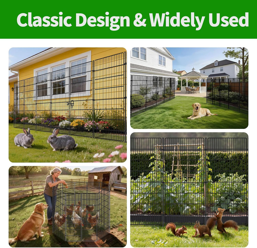 10 Panels No Dig Decorative Garden Fence - 48 in (H) x 21 ft (L), Tall Garden Fences - Dog Fence Outdoor for Yard