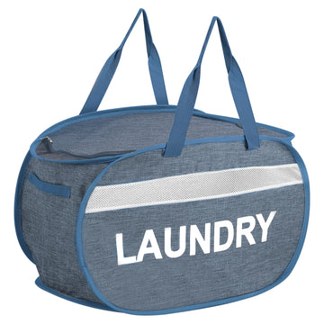 Collapsible Laundry Baskets with Lid, Foldable Clothes Hamper with Reinforced Handles, Sturdy Pop Up Hampers for