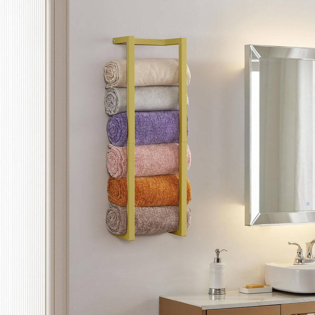 Towel Rack for Rolled Towels, Towel Rack ,Wall Mounted Metal Bathroom Organizer, Bath Towel Holder Wall for Modern