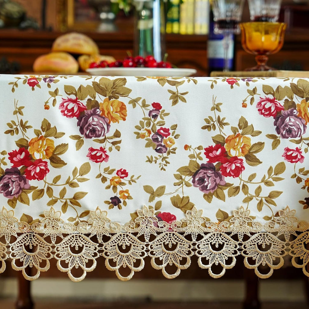 Lace Tablecloth Embroidery Lace Floral Tablecloths Rectangular Vintage Jacquard Fabric Table Cover D