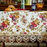 Lace Tablecloth Embroidery Lace Floral Tablecloths Rectangular Vintage Jacquard Fabric Table Cover D