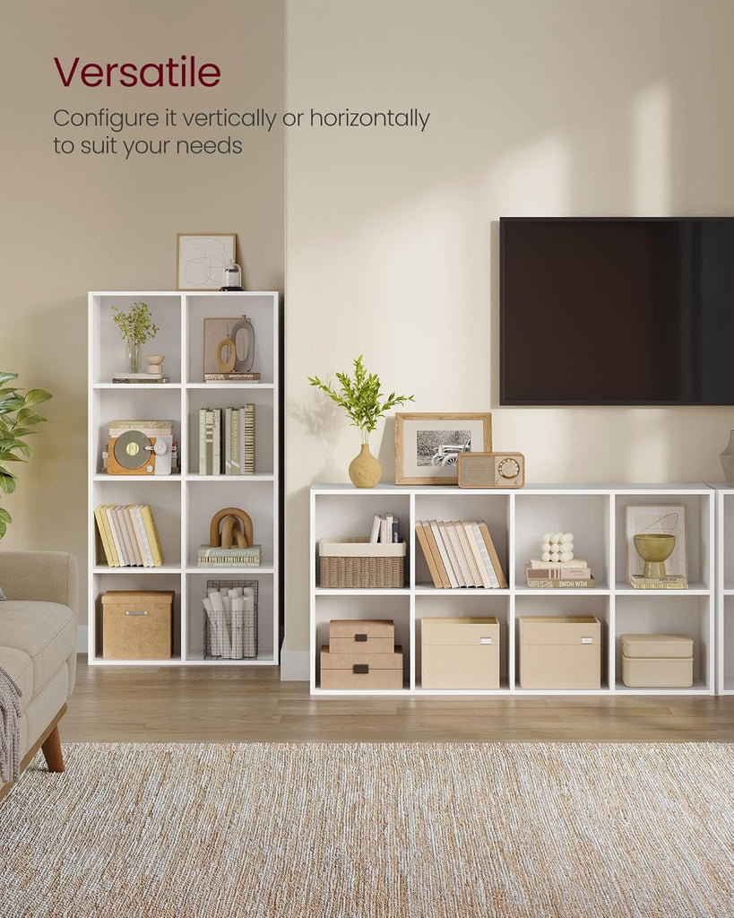 Bookshelf, Bookcase, Cube Shelf with 8 Compartments, 9.4 x 25.8 x 51 Inches, Storage Shelf