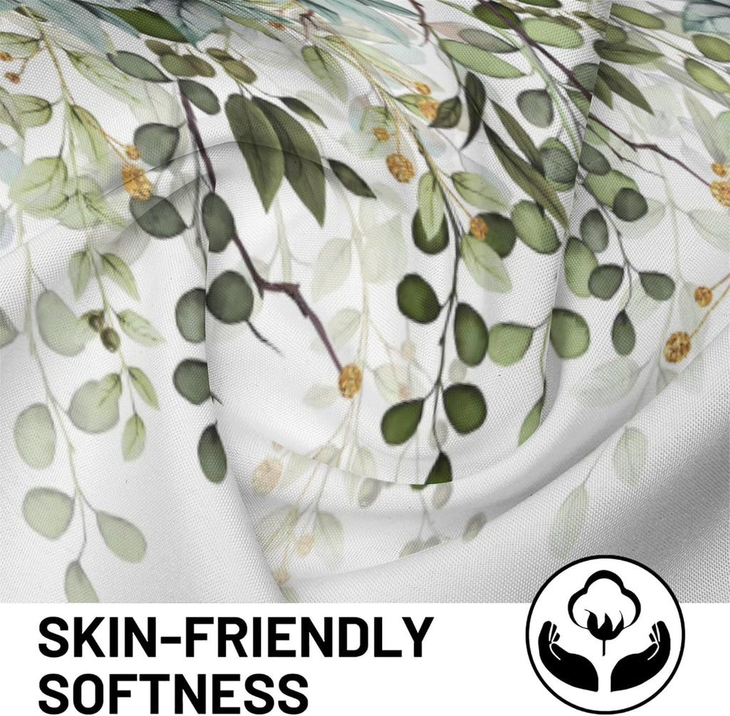 Sage Green Eucalyptus Leaves Curtain Valance for Windows Watercolor Window Treatments 1 Panel Short Curtains