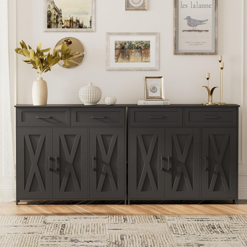 Sideboard Buffet Cabinet, Coffee Bar Storage Cabinet with Drawers and Doors