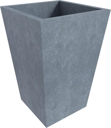 Serene Mid-Century Modern Fiberstone and Clay Planter - Tapered Square Plant Pot with Drainage Holes for Indoor and