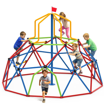10FT Climbing Dome with Tower, Outdoor Jungle Gym for Kids with Climbing Grip - Geometric Dome Climber Supports