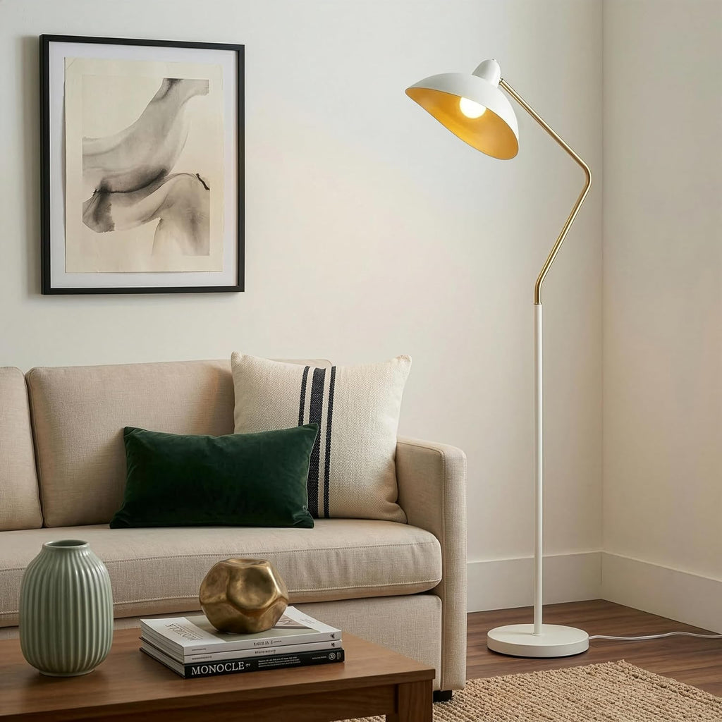 Swoop LED Floor Lampwith Adjustable Head, Modern Floor Reading Lamp for Over Chair, Living Rooms & Offices