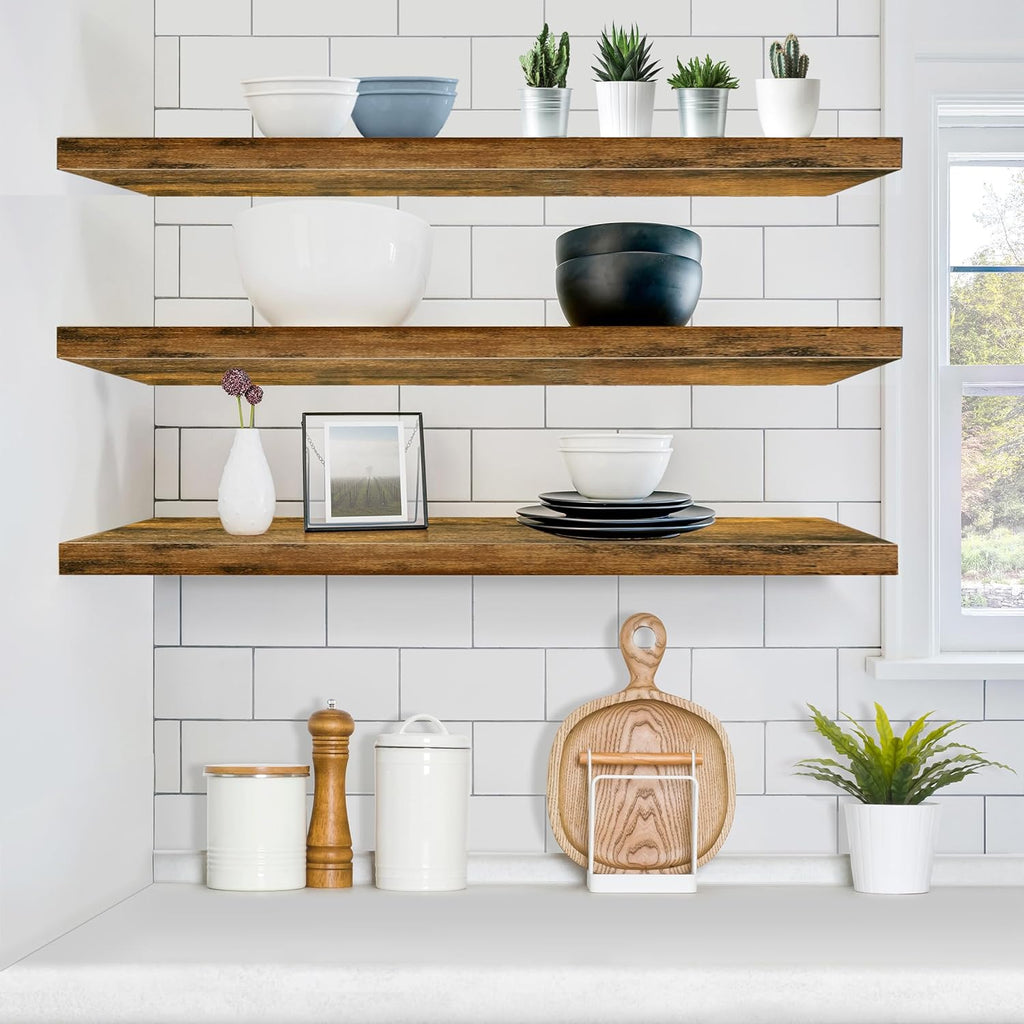 Floating Shelves for Wall - 48 Inch Long Bathroom Shelves, Wall Decor & Book Storage - Mounted Floating Shelf with