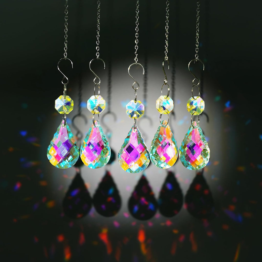 10pcs Crystal Suncatcher Prisms Pendants Chandelier Crystals Replacement Hanging Sun Catcher Beads for DIY Arts