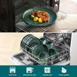Plates and Bowls Sets for 6, 18 Pieces Green Dinnerware SetsModern Stoneware Dishes Set, Dishwasher and Microwave Safe