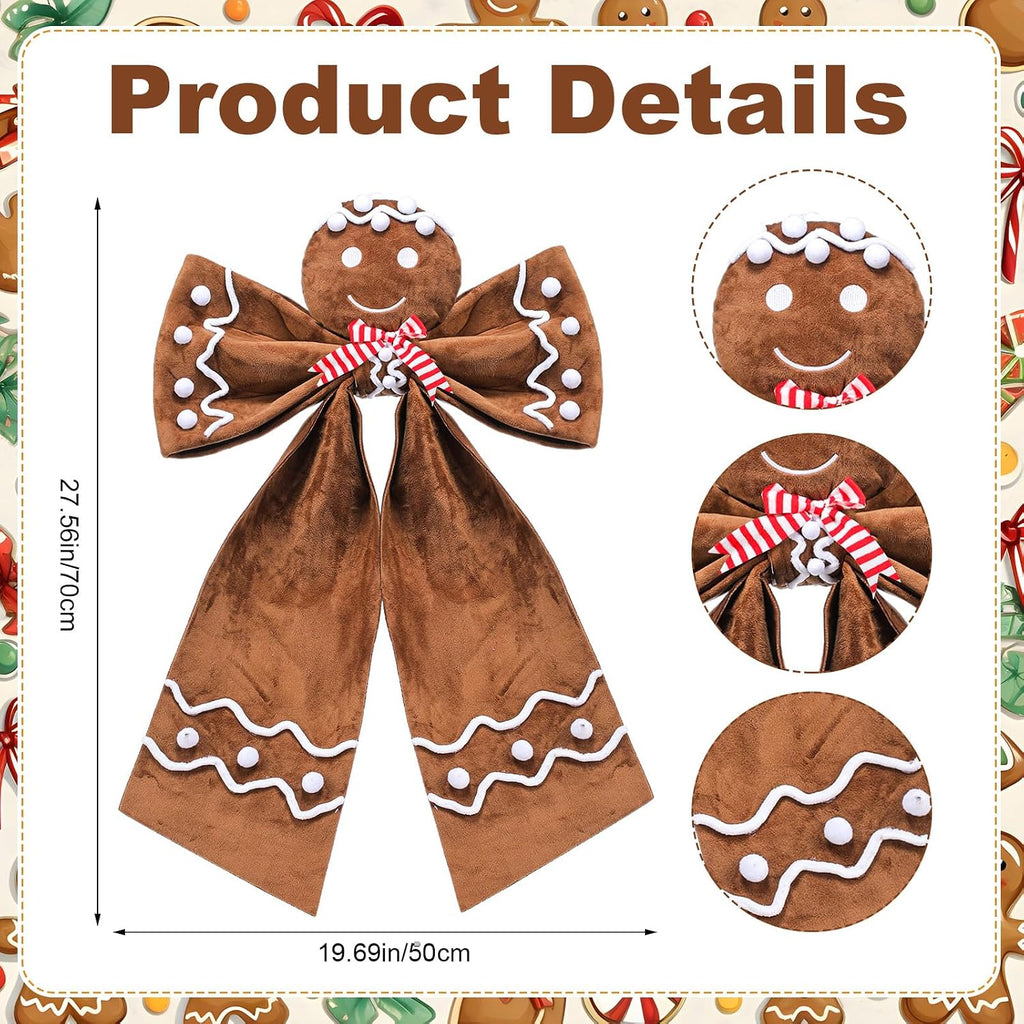 20" x 28" Extra Large Christmas Gingerbread Bow Tree Topper
