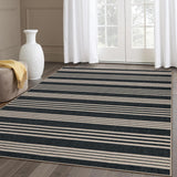 Elance Striped Easy Jute Outdoor Patio Rug, Washable 5x7 Area Rugs for Living Room Office Indoor Out