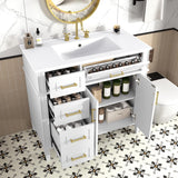 36" Freestanding Bathroom Vanity with Sink - Vanity Set with Flip Drawer & 3 Storage Drawers