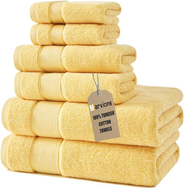 Bath Towels Set 6 Piece, 100% Turkish Cotton Luxury Towels | 650GSM Super Soft Highly Absorbent and Quick Dry Durable