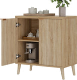 Buffet Cabinet with Storage, Modern Fluted Accent Sideboard with Doors & Adjustable Shelves
