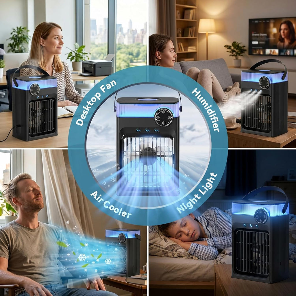 Portable Air Conditioner with Remote Control,1200ml Evaporative USB Mini Air Cooler Conditioner RGB 8 LEDs