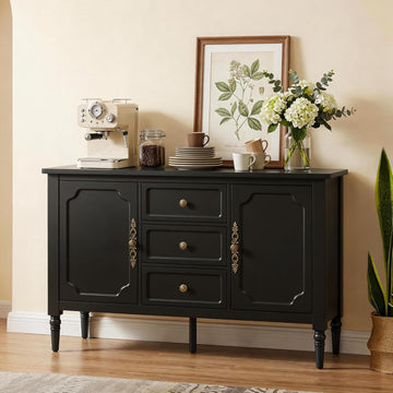 Buffet Cabinet with 2 Doors & 3 Drawers, Vintage Sideboard with Storage, Painted Coffee Bar Table with Solid Wood Legs