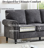 3 Seater Couch, Mid Century Modern Sofa with Rolled Arms and Deep Seats, Fluffy Comfort for Living Room