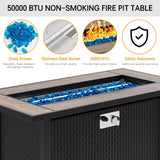 45in Fire Table, Propane Fire Pit with Glass Wind Guard and Rain Cover, Outdoor Firepit Table 50000 BTU 3-in-1 Fire Table for Patio/Yard/Balcony - Image 2
