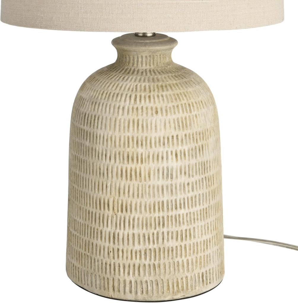 Home 24" Eggshell (Beige) Textured Honeycomb Cottage Farmhouse Table Lamp Table, Living Room, Dining, Entryway