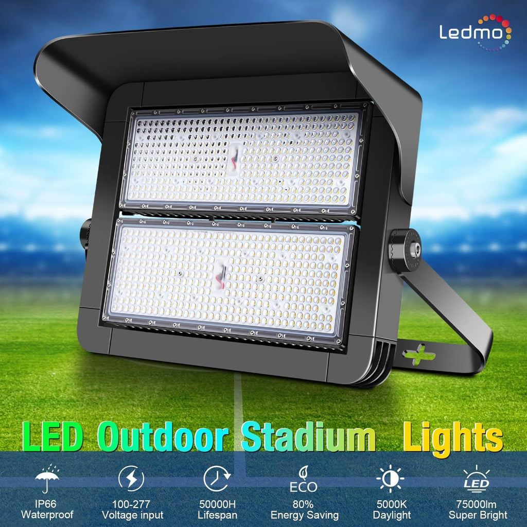 500W Dimmable Led High Mast Stadium Light, 75000LM Super Bright | Outdoor Arena Floodlight Adjustable IP66 5000K