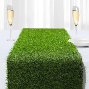 13x96 in Synthetic Artificial Grass Table Runner, Faux Turf Table Decor