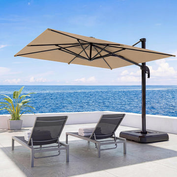 10FT Cantilever Patio Umbrella, 360° Rotating Offset Umbrella with Aluminum Frame, Large Square Sunshade Pool, Deck