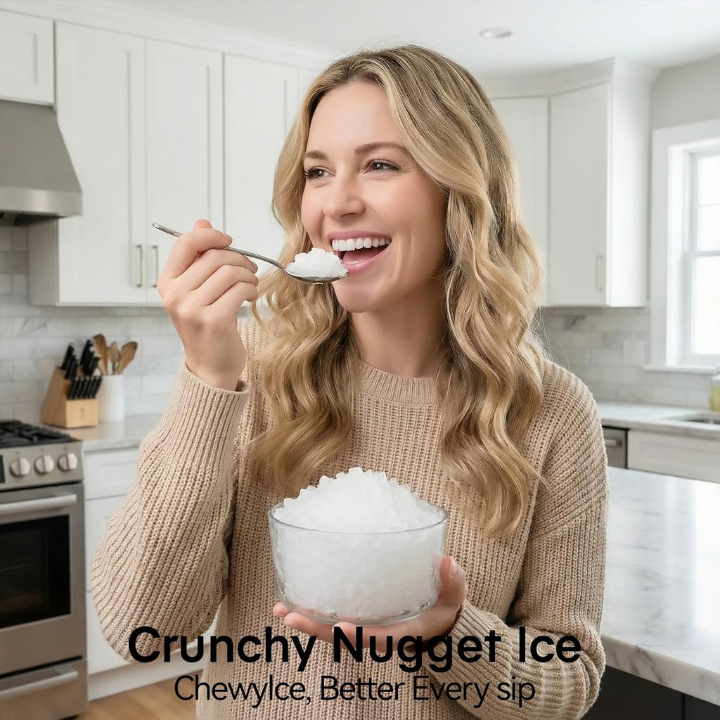 Nugget Ice Makers Countertop, Portable Nugget Ice Machine, Ready in 6 Mins, 24lbs in 24Hrs, Auto-Cleaning