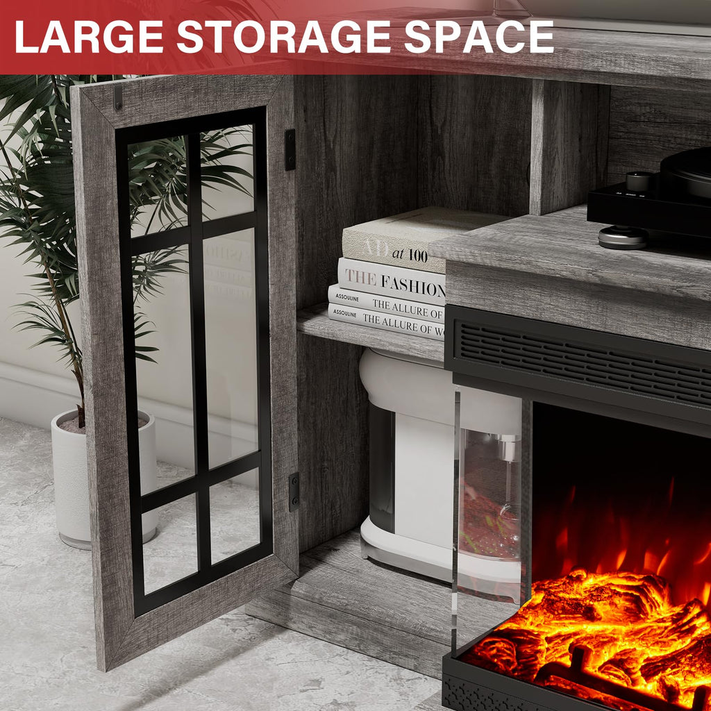 75" with 3-Sided Glass Electric Fireplace