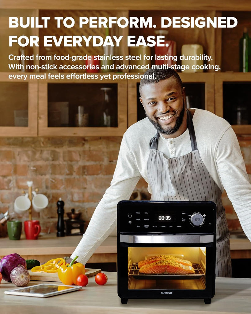 2026 Air Fryer Oven & Grill Comb, Plug-in Powered Grill Plate for True Char Flavor & Marks, 2-Layer Glass Door, Cooler