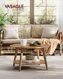 Collection - Round Coffee Table, 2-Tier Center Table with Storage, Tapered Legs, Curved Transitions