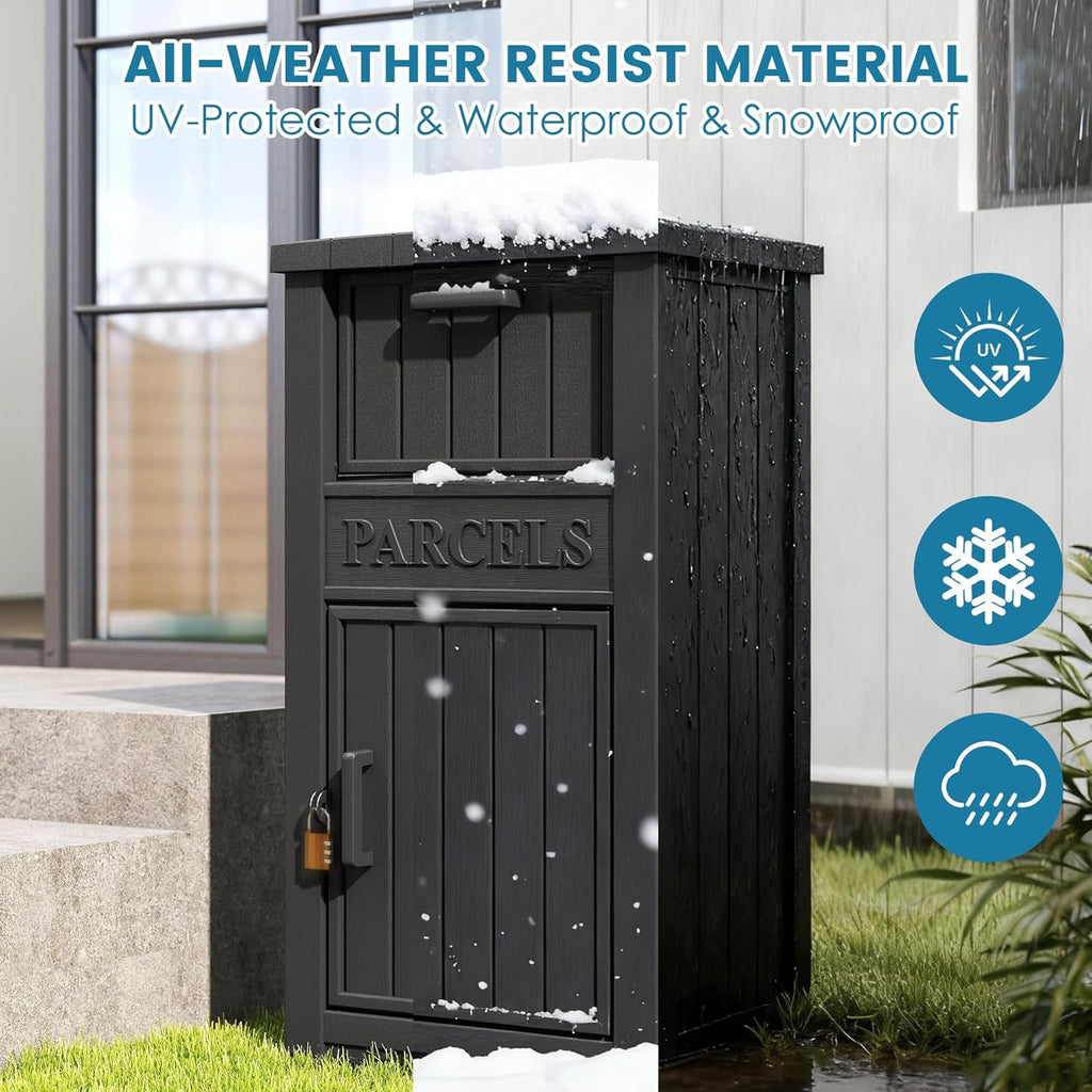 Package Delivery Box Theft Large Parcel Drop Box Storage, Black(60 Gallon)