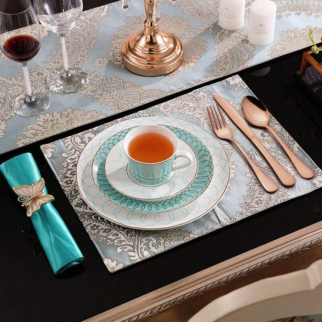 Copper Silverware Flatware Set, 60-Piece Stainless Steel Cutlery Set for 12, Mirror Finish