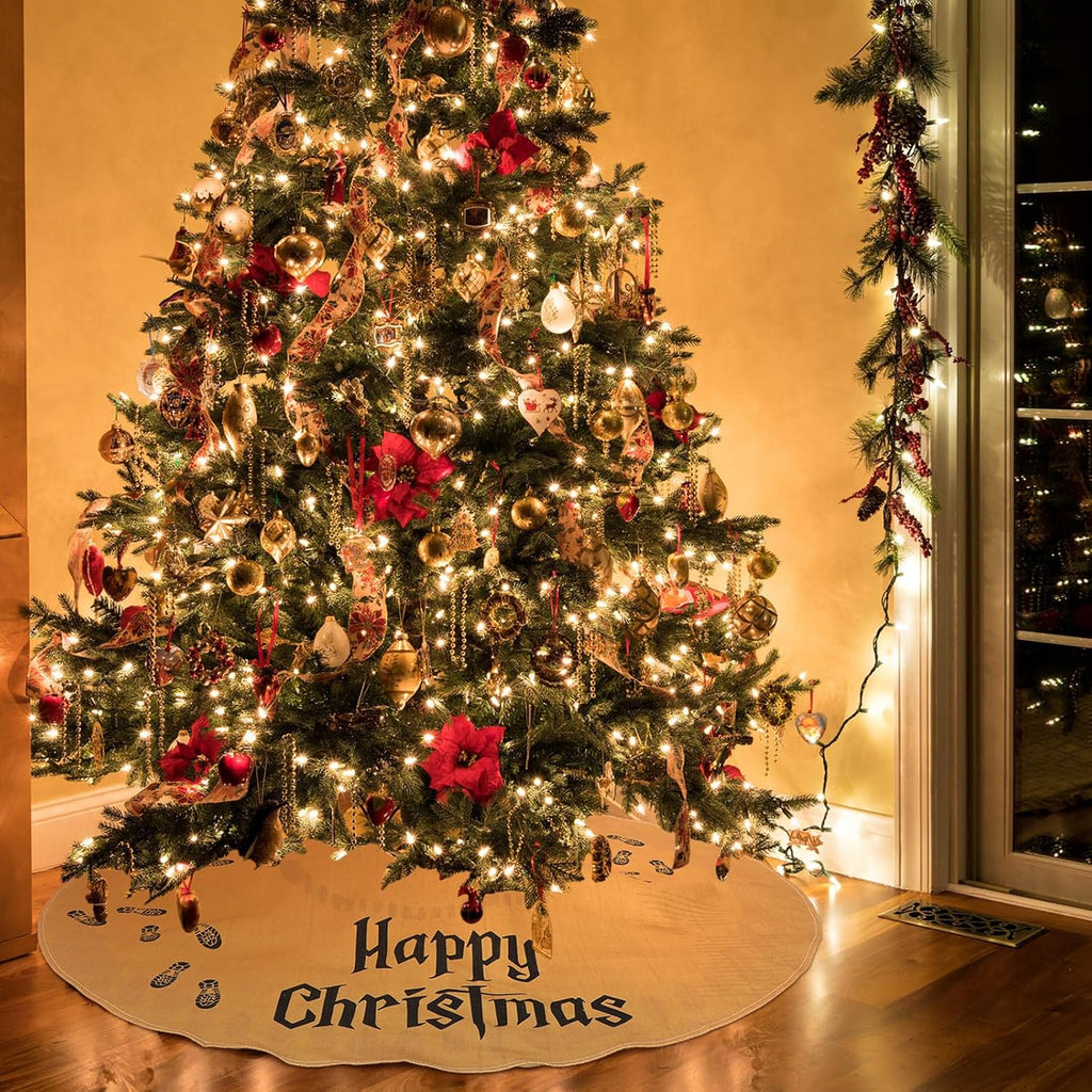48 Inch Wizard Burlap Christmas Tree Skirt Double Layer Holiday