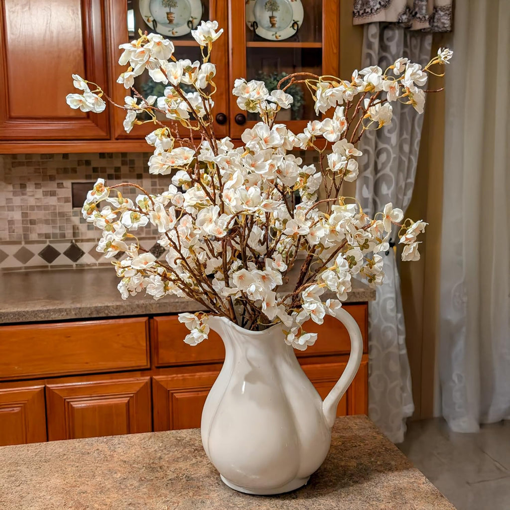 4 Pcs Artificial Cherry Blossom Flower Branches, Bulk Silk Faux Flowers Real Touch Bouquet Wedding Party Centerpieces