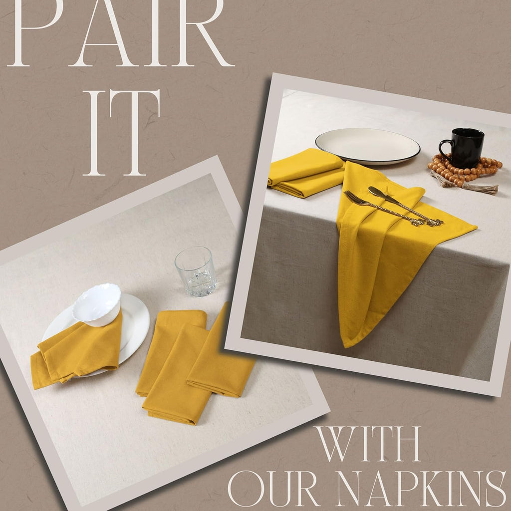 Tablecloth 52x70 Inches - 100% Cotton, Durable, Wrinkle-Free, Machine Washable Table Cover, Parties,