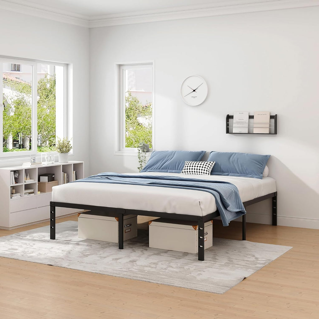 Metal Bed Frame,Full Bed Frame with Storage Space,Heavy Duty Sturdy Mattress Foundation,Easy Assembly,No Box Spring