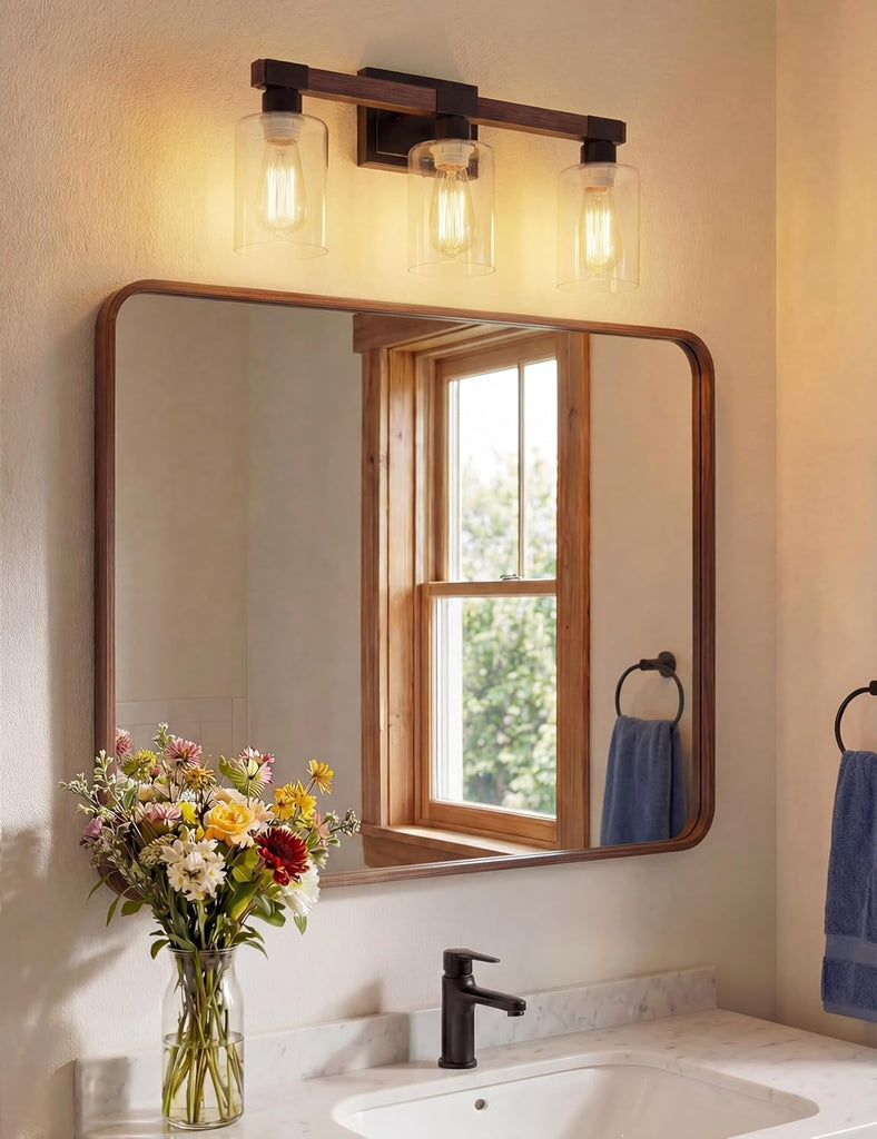Farmhouse Bathroom Vanity Light Fixtures,3 Light,UL Certificated | 3 Light Bathroom Vanity Lights Over Mirror, Rustic