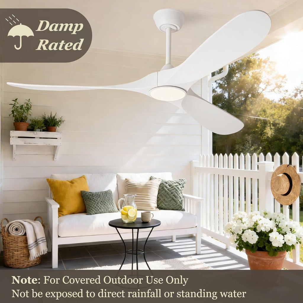 72 inch White Ceiling Fan with Light and Remote