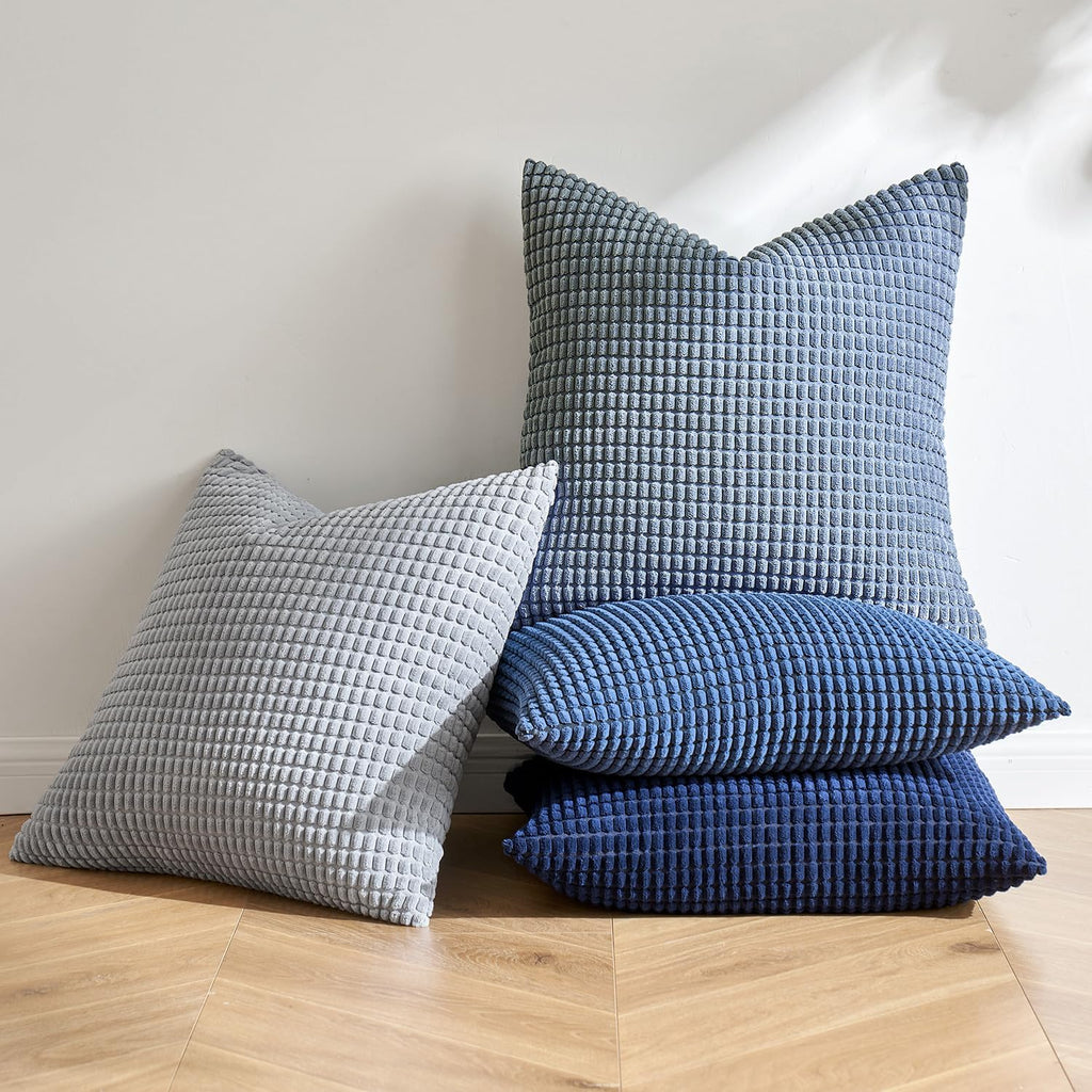 Blue Decorative Pillow Covers 18x18 Inch Set of 4 Boho Western Farmhouse Home Decor Couch Throw Pillows Summer
