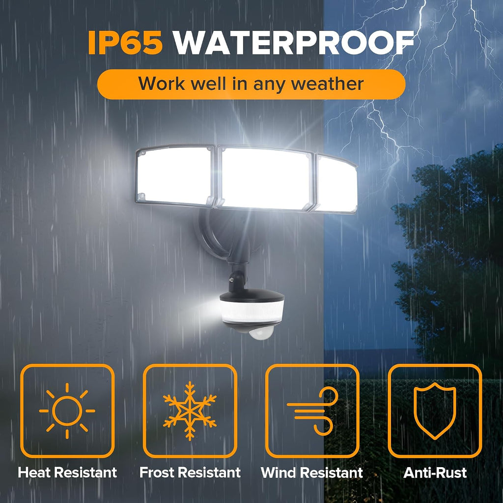 74W 8000 Lumen Motion Sensor Outdoor Lights, 5000K Daylight, IP65 Waterproof Flood Lights Outdoor with Night Light