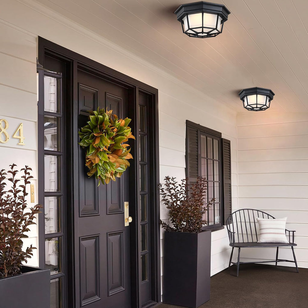 8.5” Black Flush Mount LED Ceiling Light 2700K 3000K 3500K 4000K 5000K Octagonal Outdoor Porch Lights Black 8.5inch