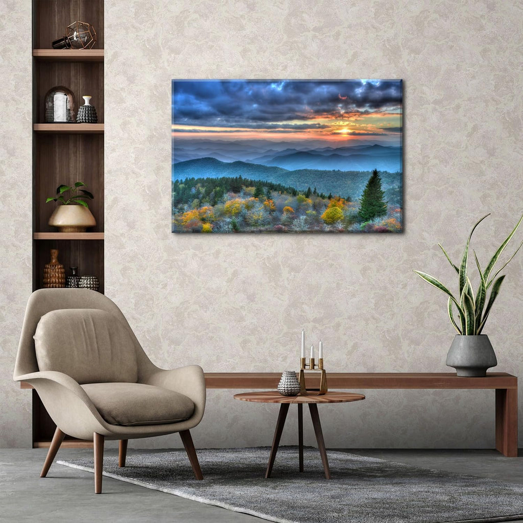 Large Smoky Mountain Wall Art Blue Ridge Mountains Wall Decor Appalachians National Park Posters Nature Sunset Forest